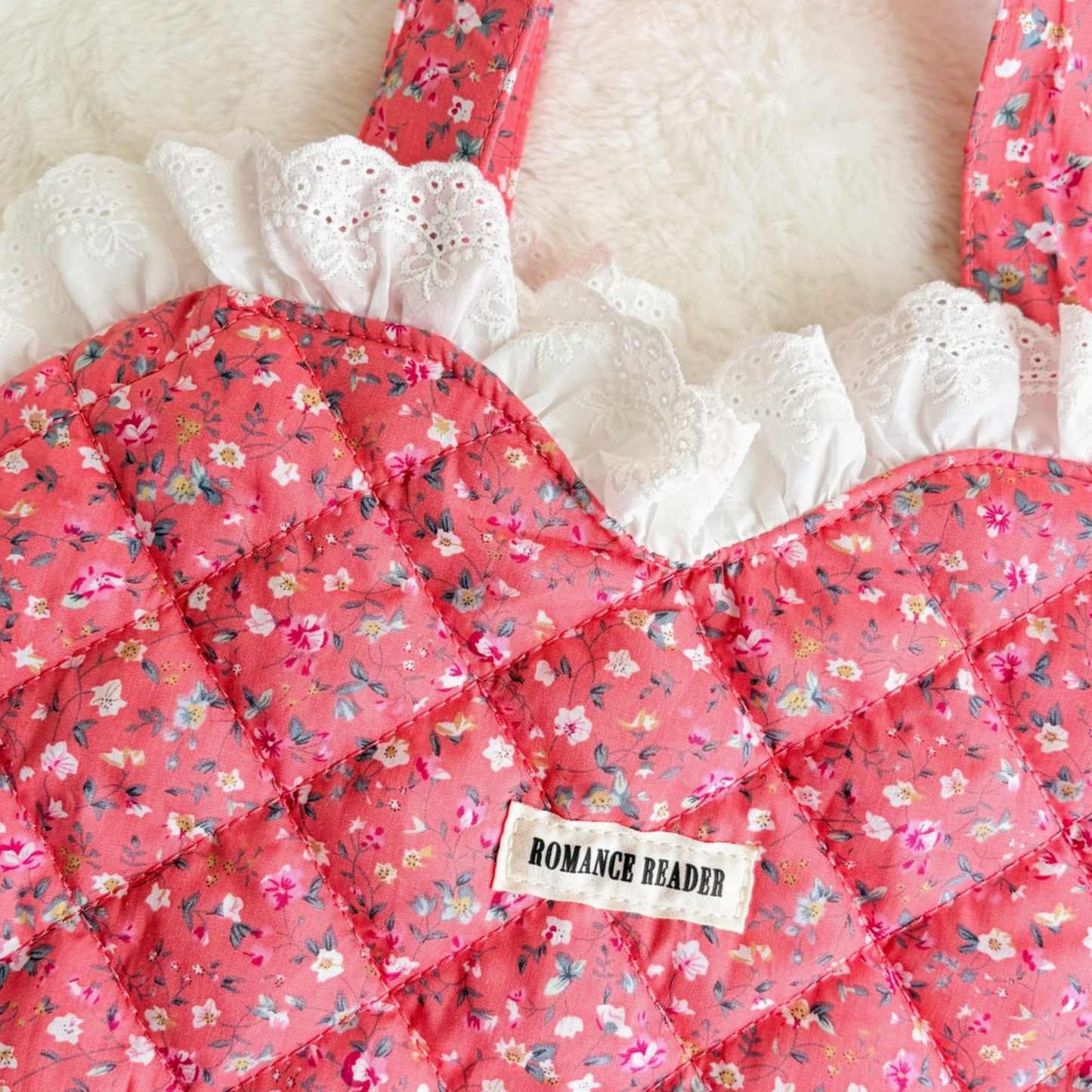 Romance Reader Red Quilted Heart Tote Bag