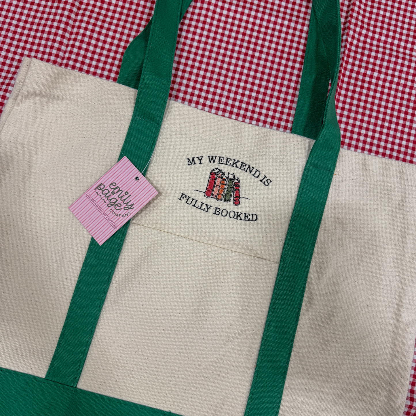 My Weekend is Fully Booked Embroidered Canvas Tote Bag