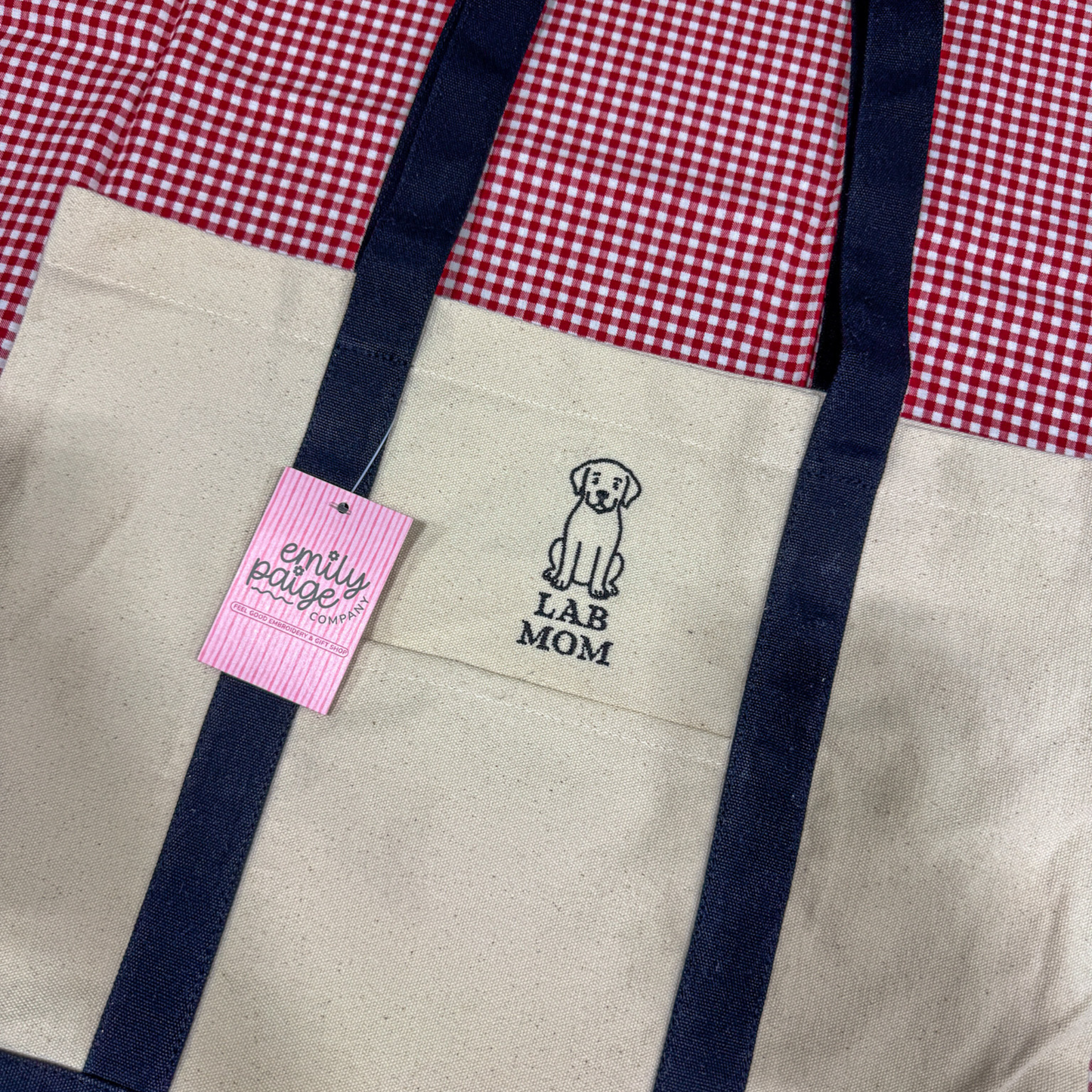 Lab Mom Embroidered Canvas Tote Bag