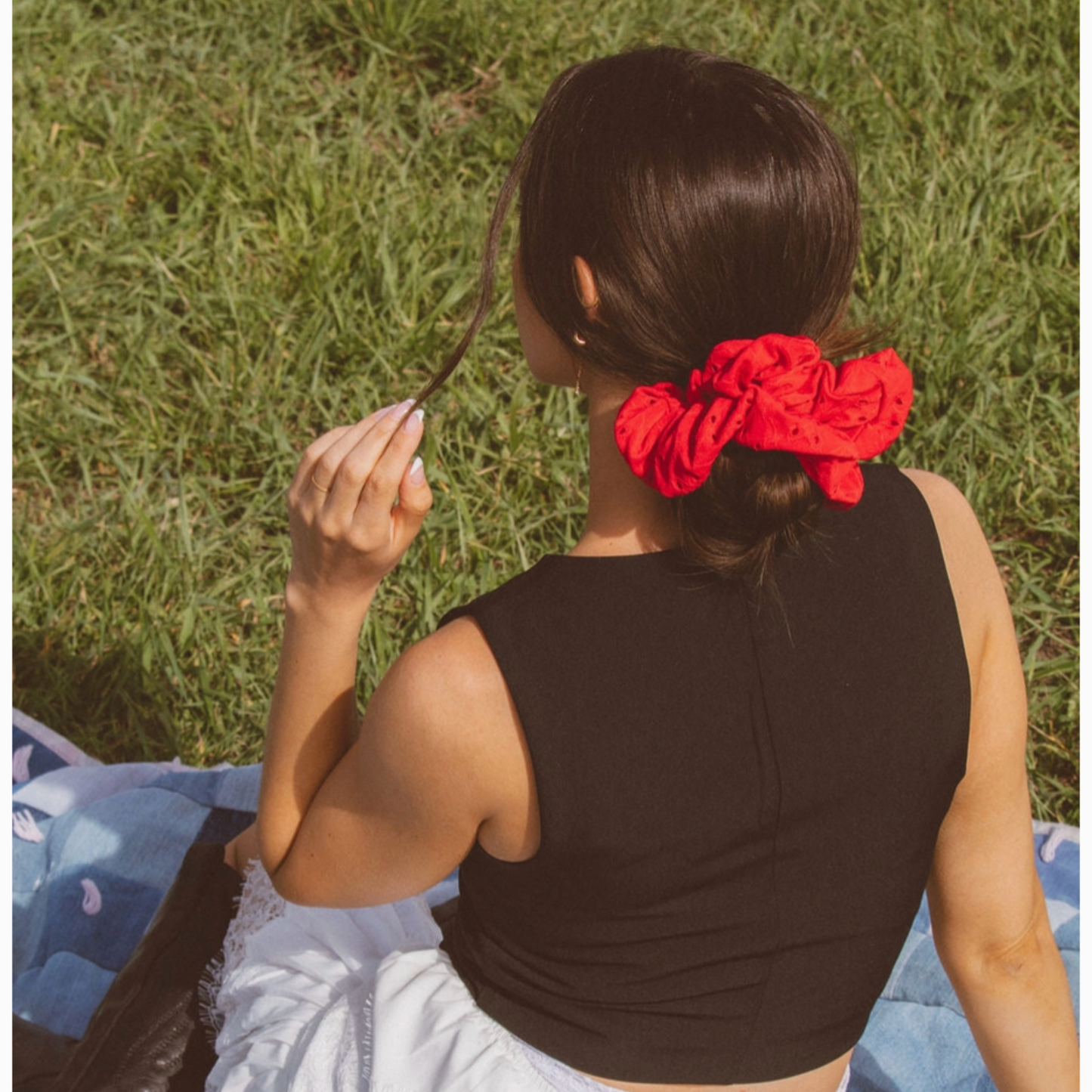 Red Eyelet Jumbo Scrunchie
