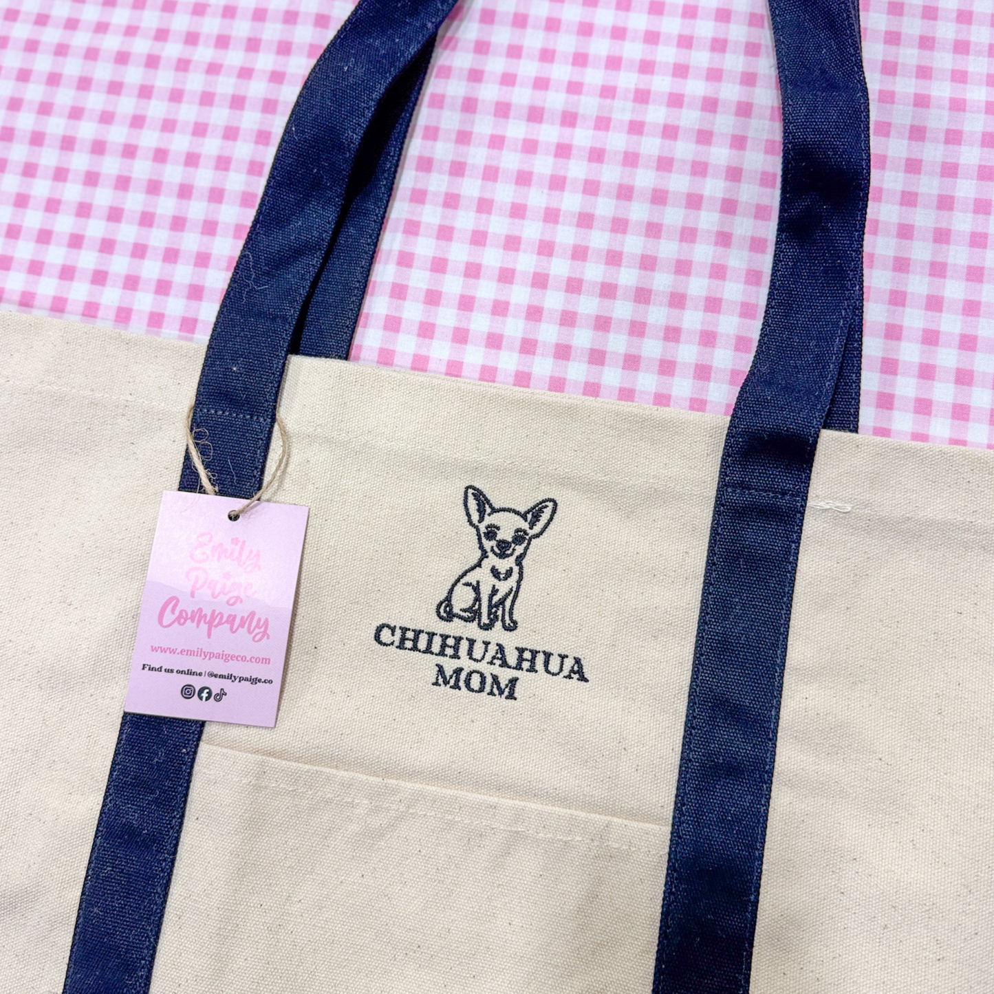 Chihuahua Mom Embroidered Canvas Tote Bag