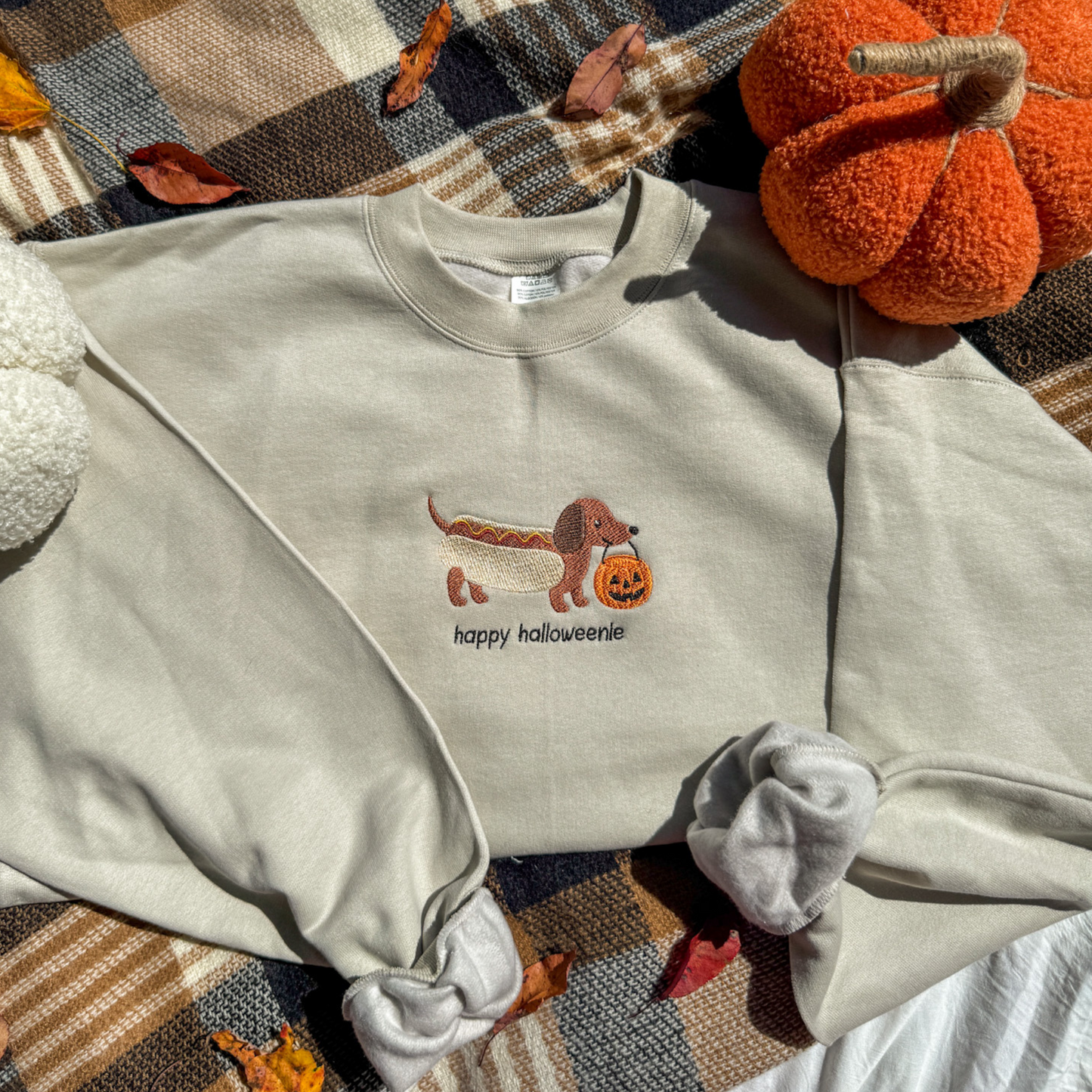 Happy Halloweenie Embroidered Crewneck