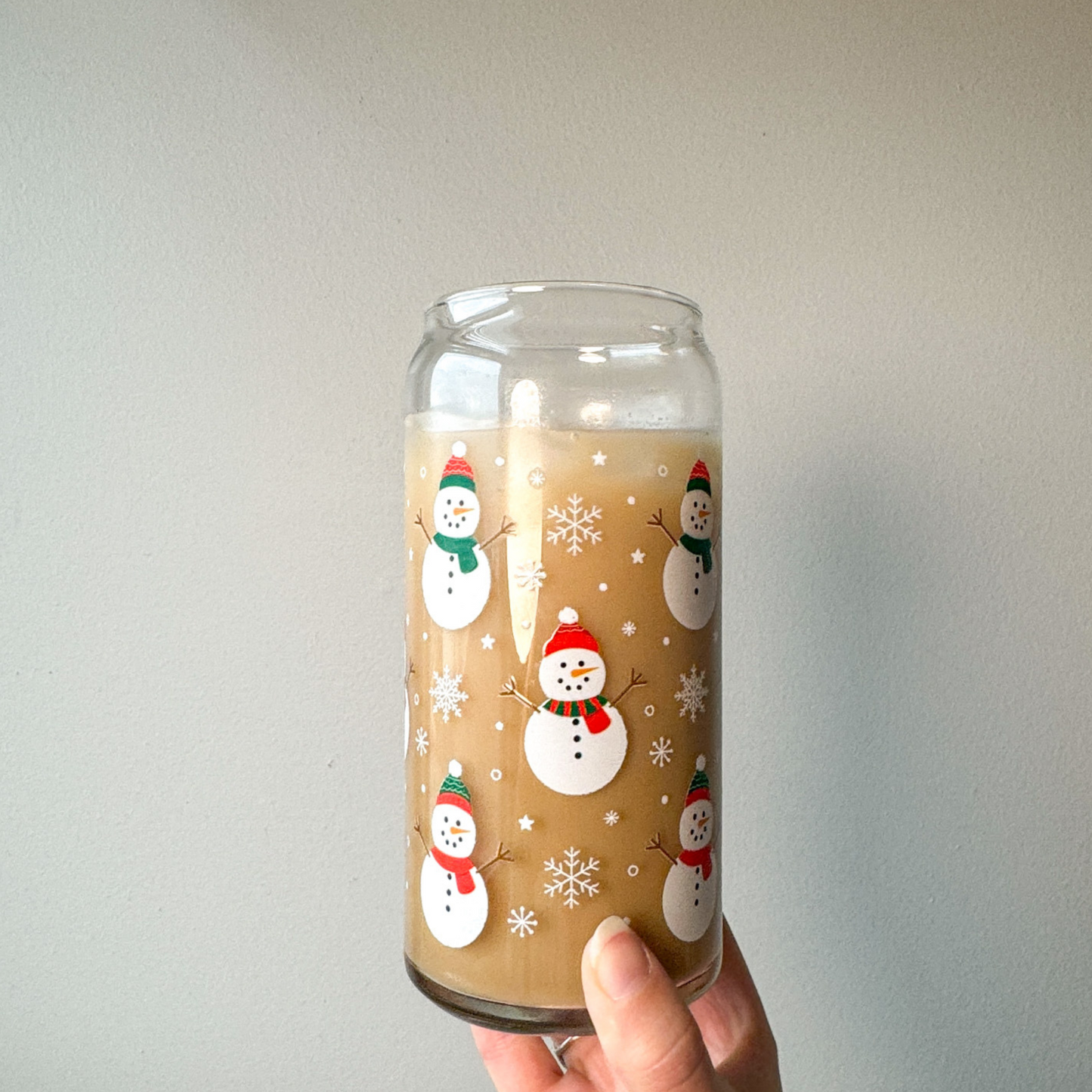 20 oz Snowman Glass Cup