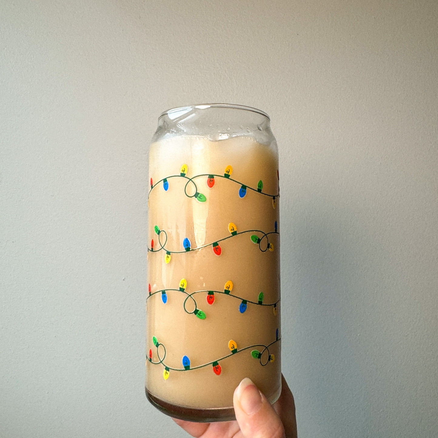 20 oz Christmas Lights Glass Cup