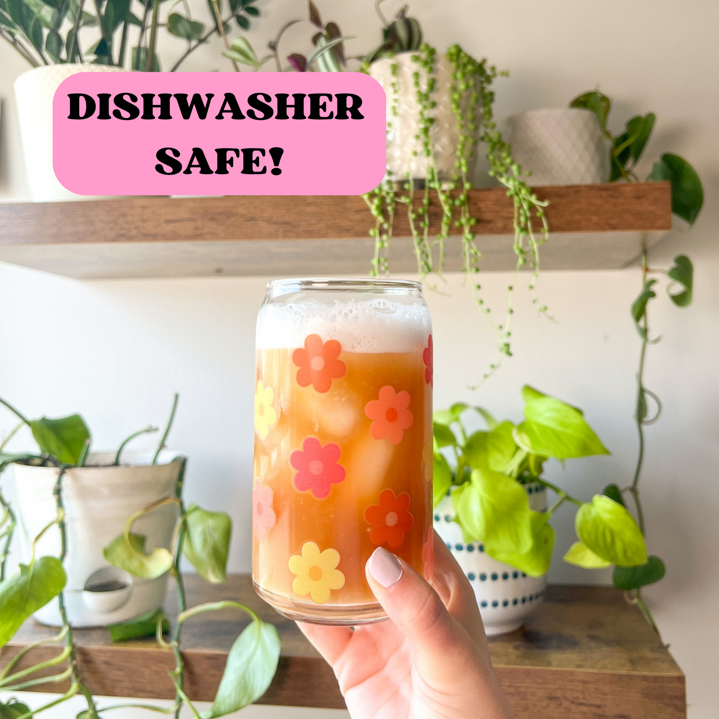 16 oz Citrus Daisy Glass Cup