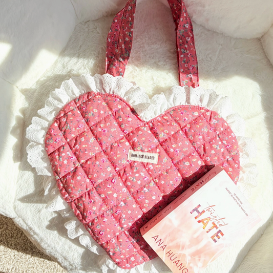 Romance Reader Red Quilted Heart Tote Bag