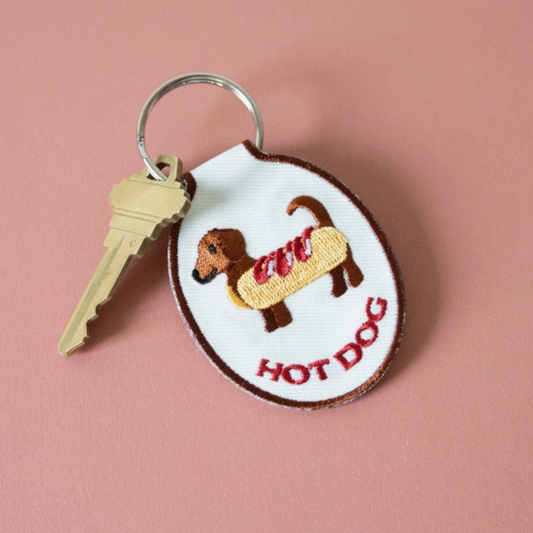 Hot Dog Embroidered Keychain