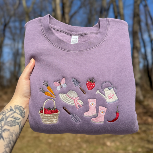 Garden Doodles Embroidered Crewneck