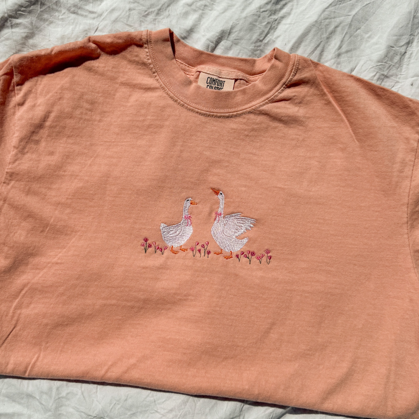 Floral Goose Embroidered Tee
