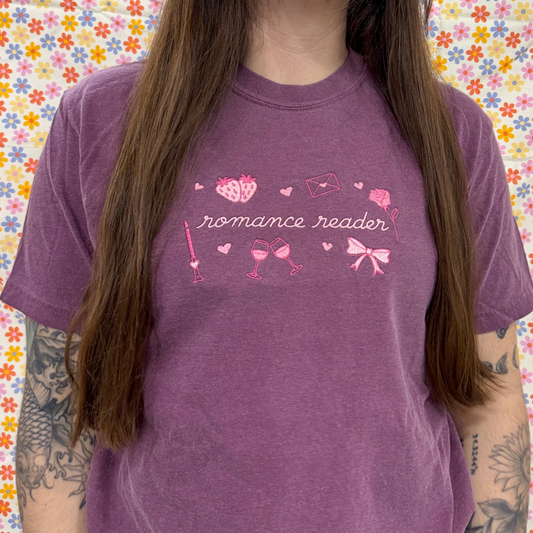 Romance Reader Embroidered Tee