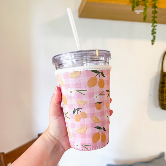 Lemon Gingham Drink Sleeve