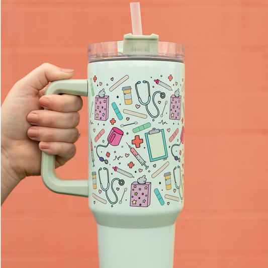 Healthcare Icons 40oz Tumbler with Lid & Straw