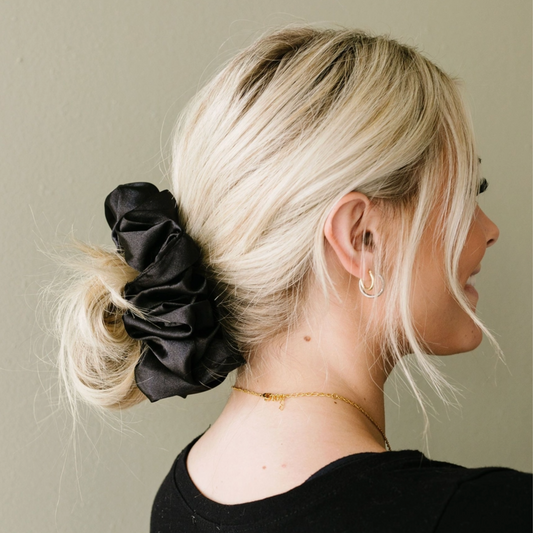 Onyx Satin Jumbo Scrunchie