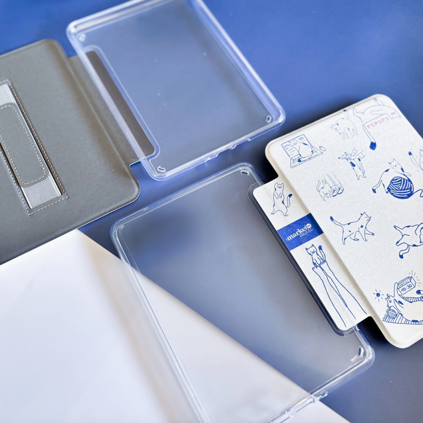 Cute Cat Clear Back + Handstrap Kindle Case