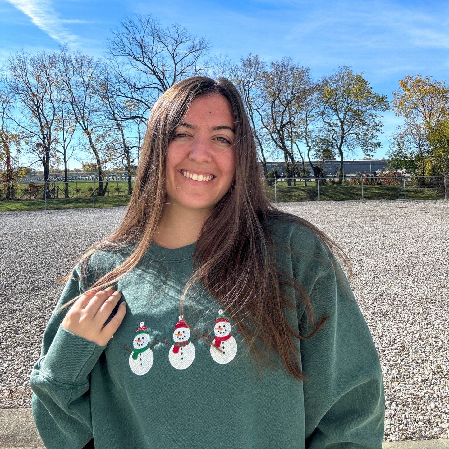 Snowman Embroidered Crewneck