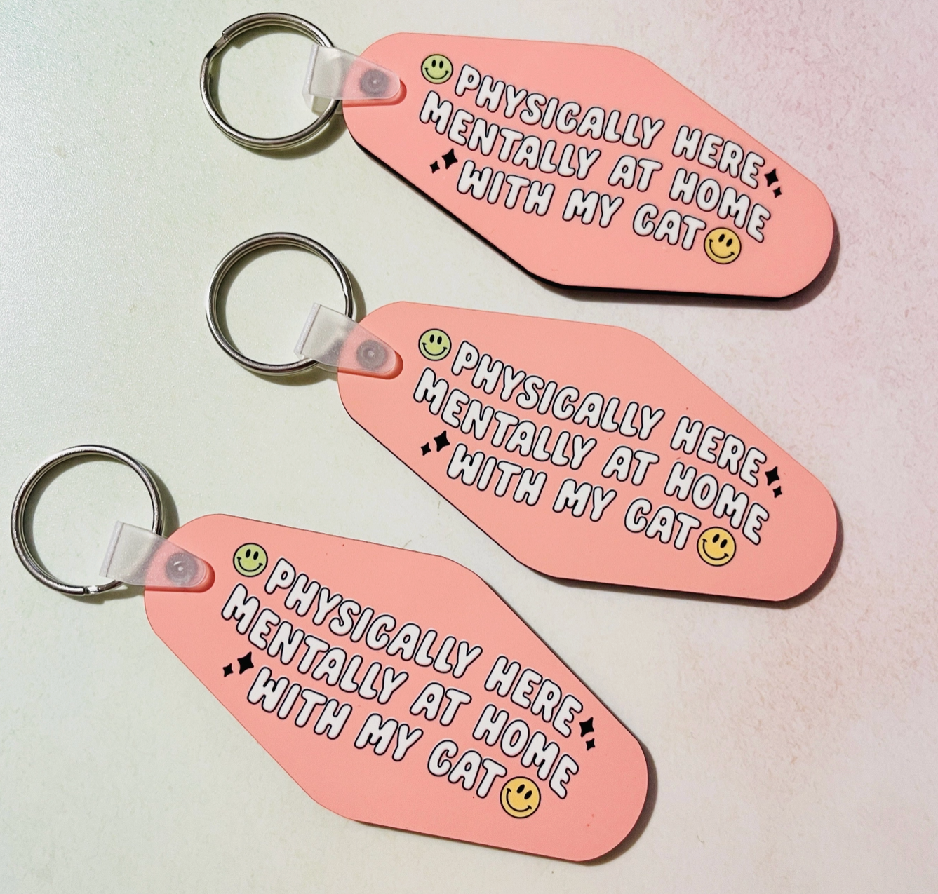 Mentally At Home with My Cat Motel Keychain