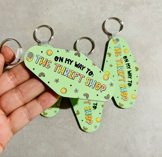 On My Way To the Thrift Shop Motel Keychain