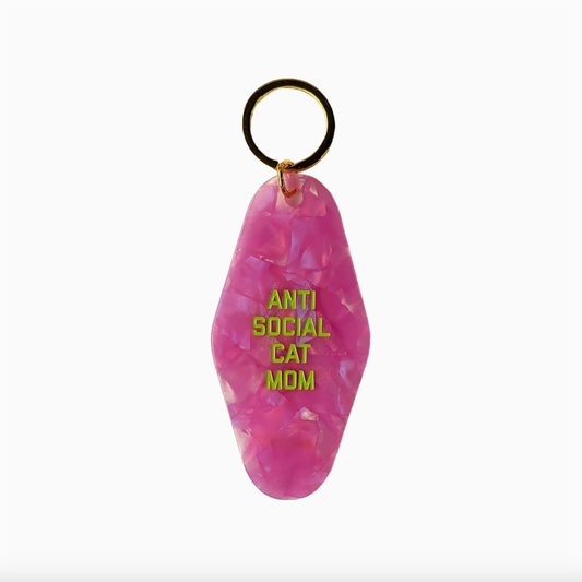 Anti Social Cat Mom Keychain