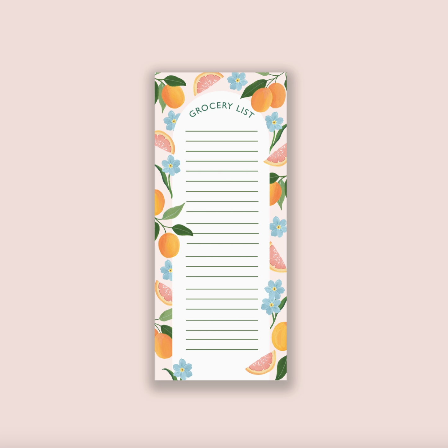 Floral Citrus Grocery List Notepad