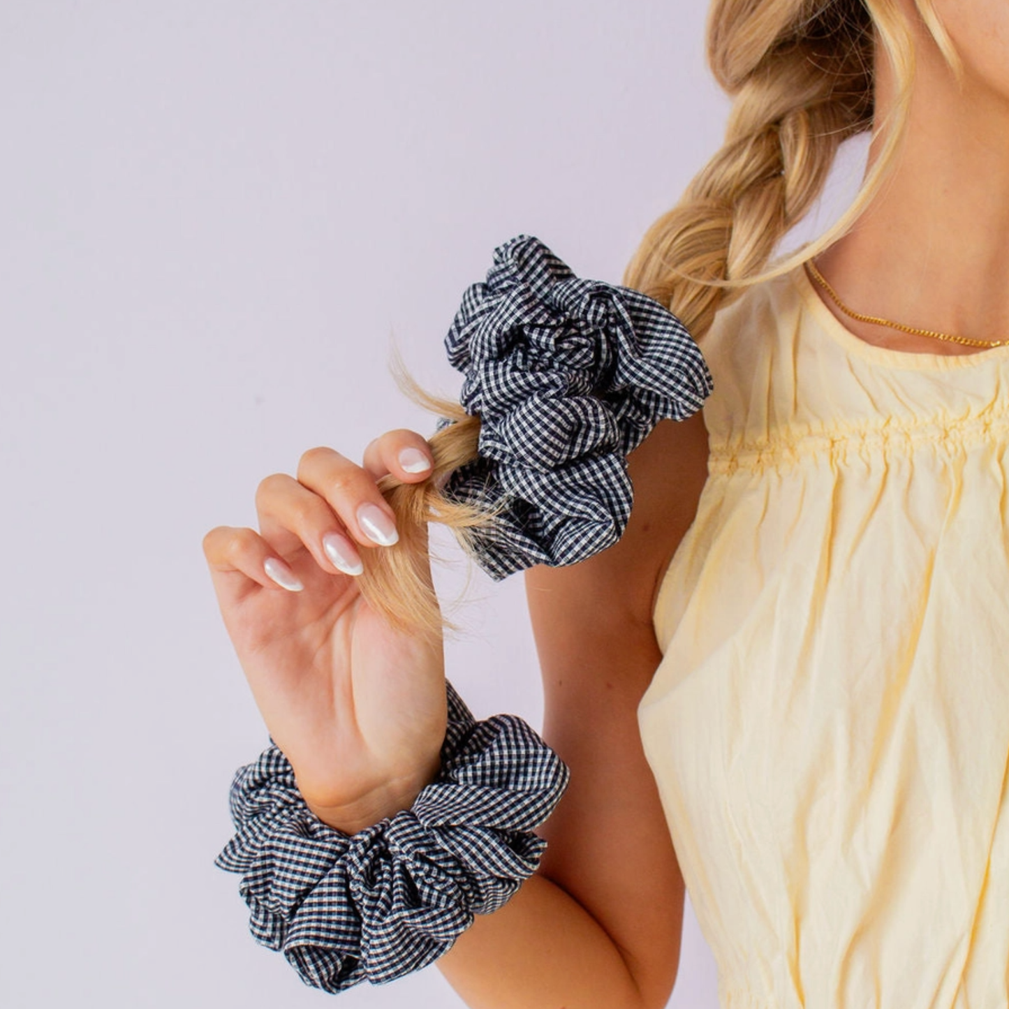 Inky Black Gingham Jumbo Scrunchie