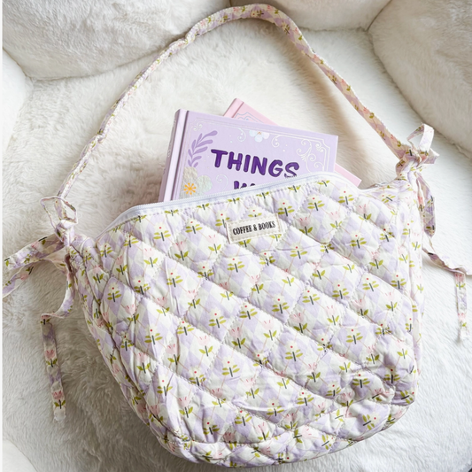 Coffee and Books Floral Quilted Bag