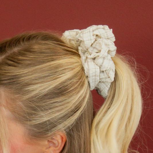 Off White Gingham Jumbo Scrunchie