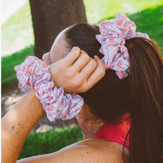 Hydrangea Floral Jumbo Scrunchie
