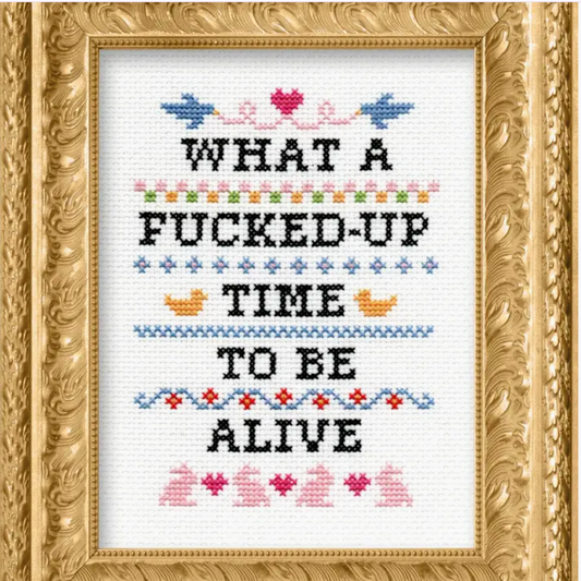 What A F*Cked Up Time To Be Alive Cross Stitch Kit