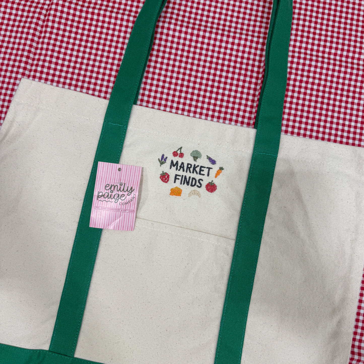 Market Finds Embroidered Canvas Tote Bag