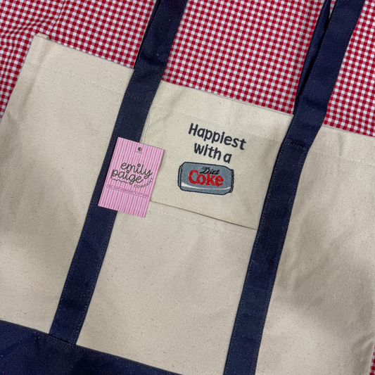 Diet Coke Embroidered Canvas Tote Bag