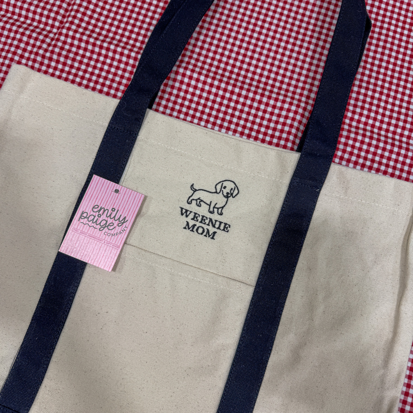 Weenie Mom Embroidered Canvas Tote Bag