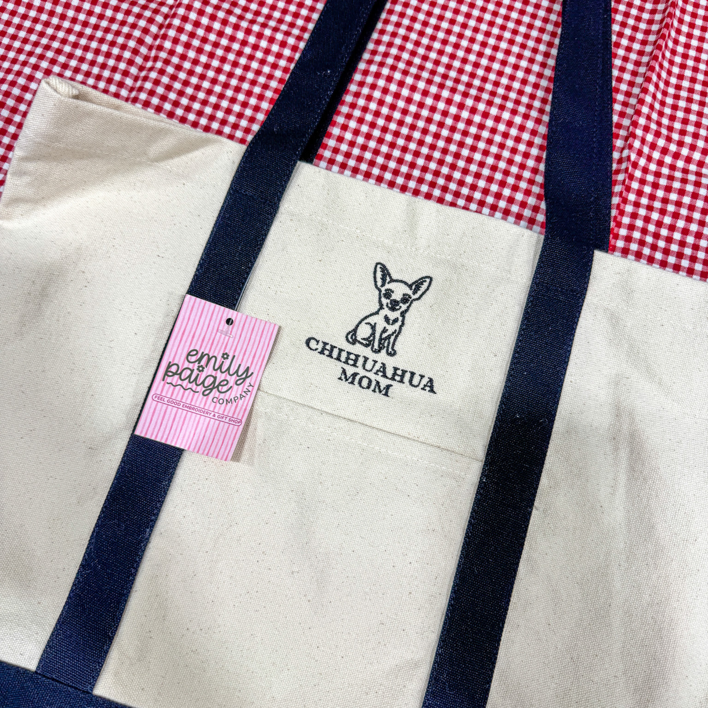 Chihuahua Mom Embroidered Canvas Tote Bag
