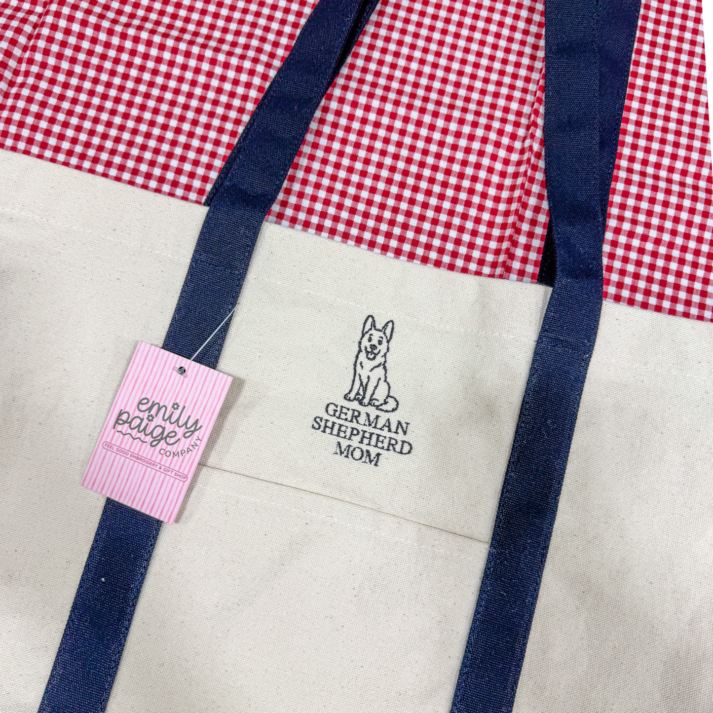 German Shepherd Mom Embroidered Canvas Tote Bag
