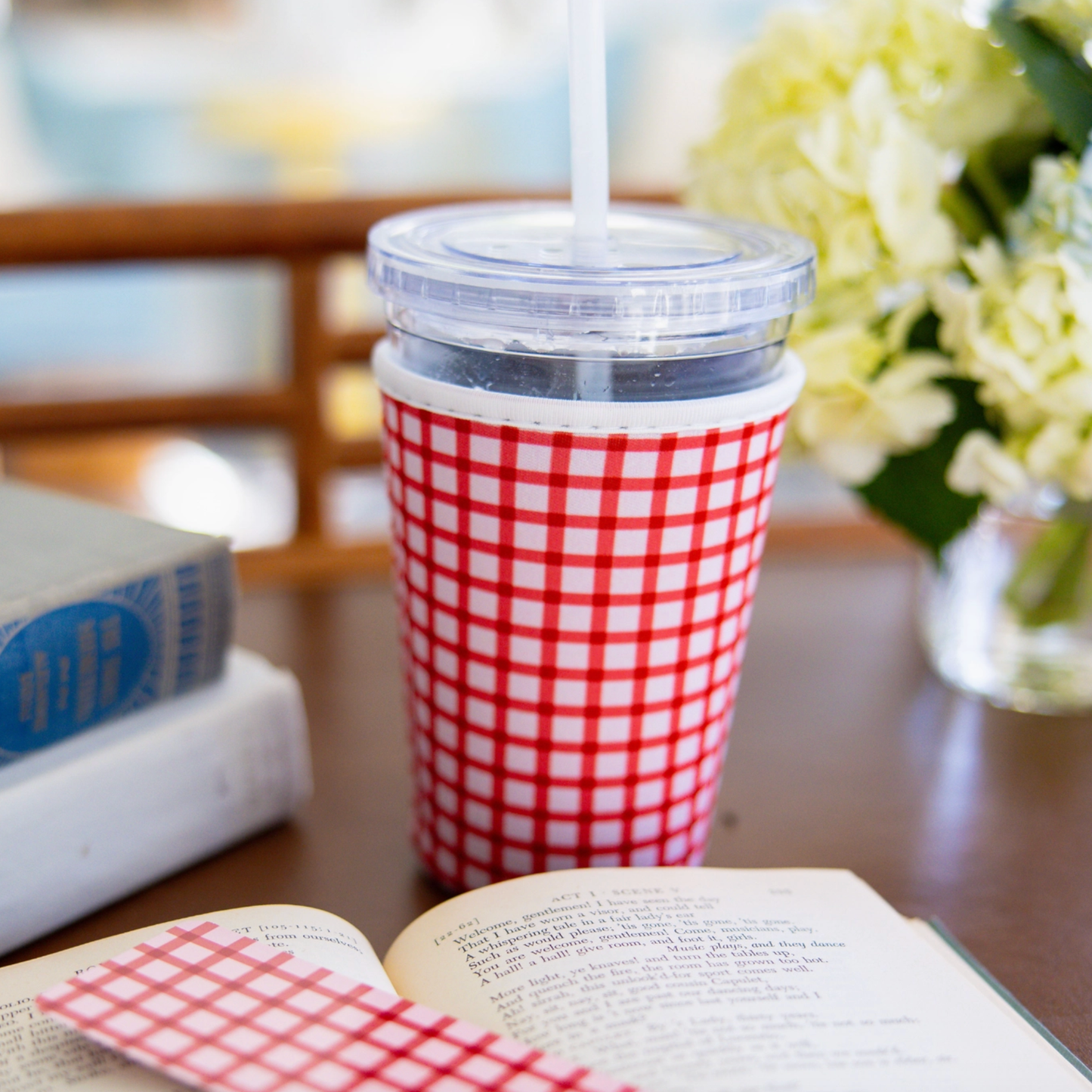 Red Gingham Drink Sleeve
