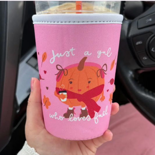 Pink Pumpkin Gal Drink Sleeve