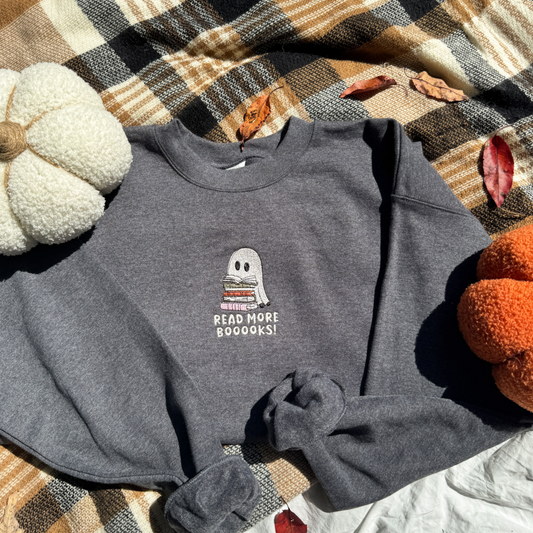 Read More Boooks Ghost Embroidered Crewneck