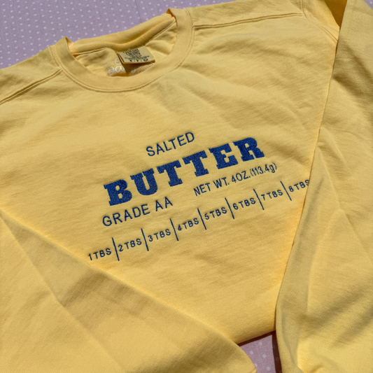 Salted Butter Embroidered Crewneck