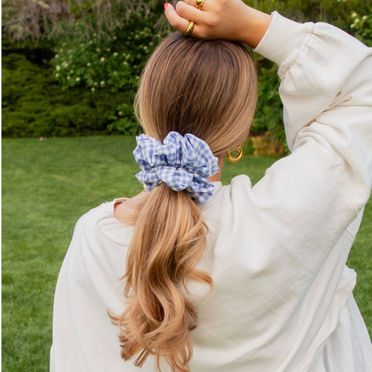 Blue Pinic Gingham Jumbo Scrunchie