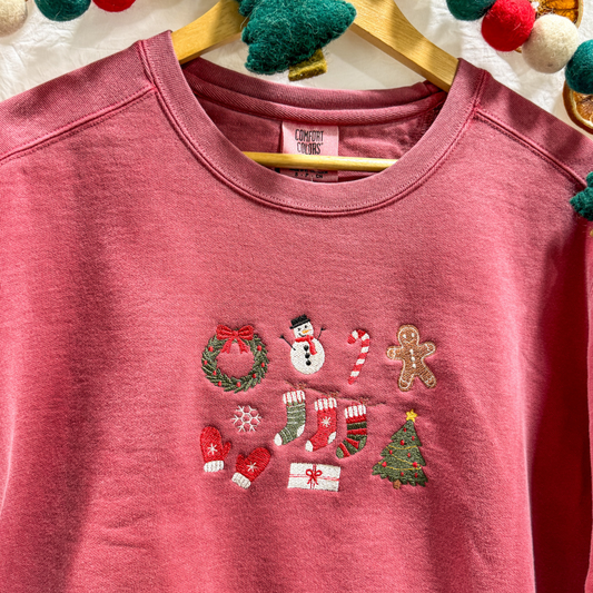 Holiday Doodles Embroidered Crewneck