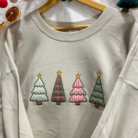 Christmas Tree Applique Embroidered Crewneck
