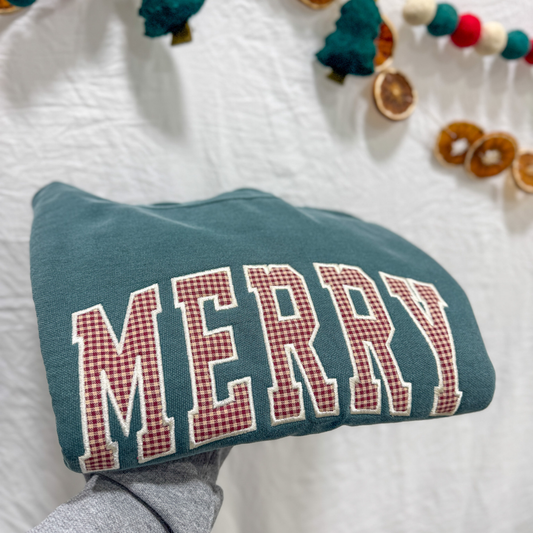 Merry Applique Embroidered Crewneck
