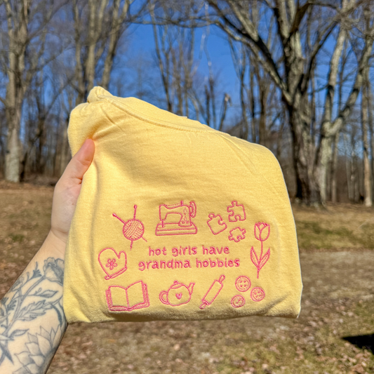 Grandma Hobbies Boxy Embroidered Tee