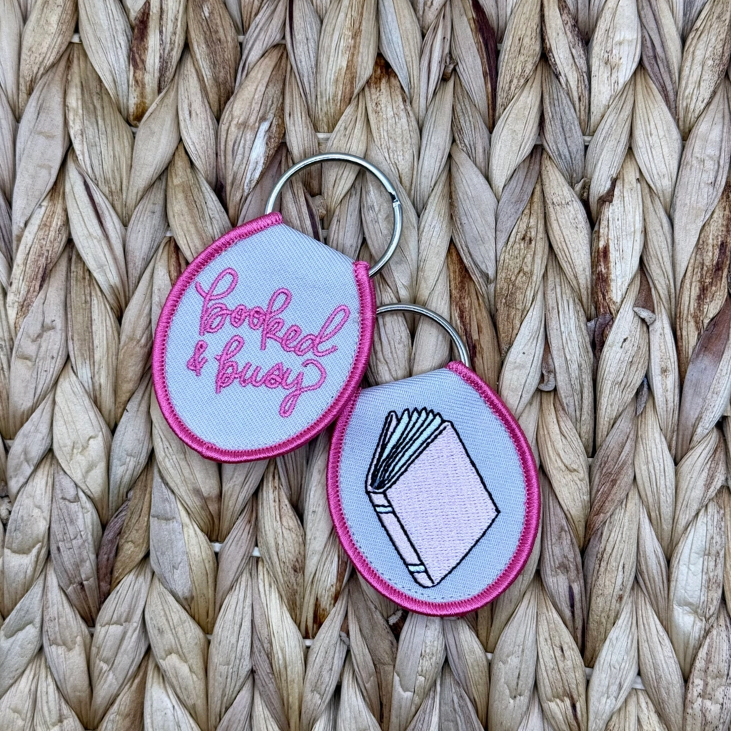 Booked & Busy Embroidered Keychain