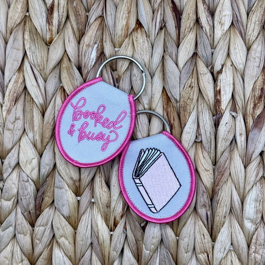 Booked & Busy Embroidered Keychain