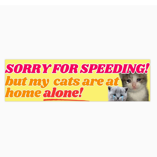 Sorry For Speeding! But My Cats Are At Home Alone! Bumper Sticker