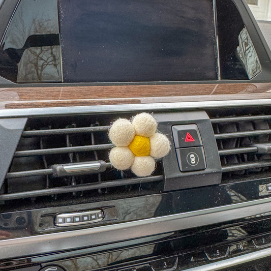 Flower- White Car Vent Clip