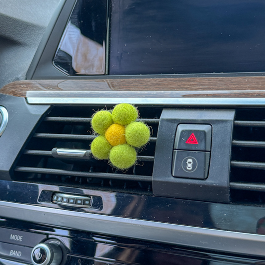 Flower- Green Car Vent Clip
