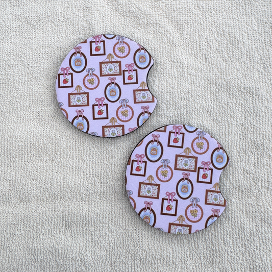 Cottagecore Vintage Frames Car Coasters