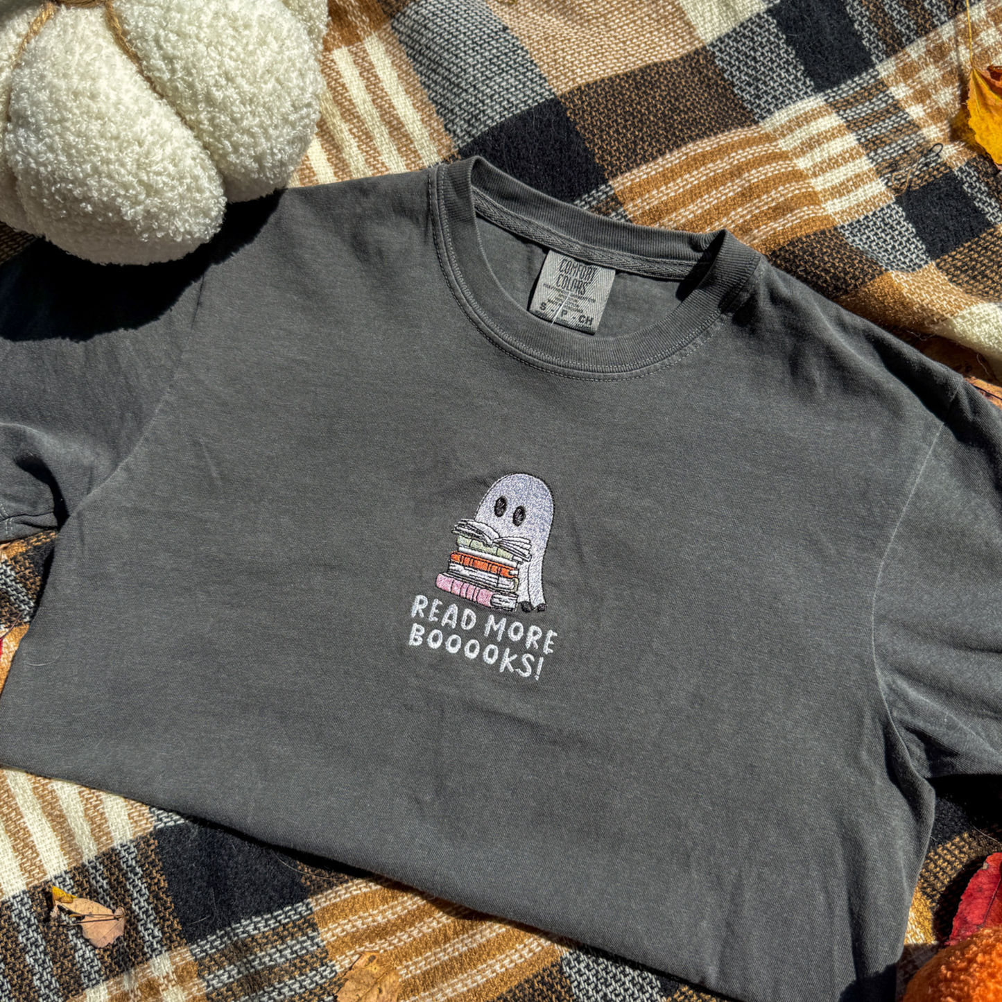 Read More Boooooks Ghost Cropped Embroidered Tee