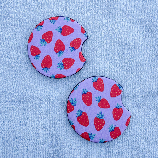 Strawberry Car Coasters